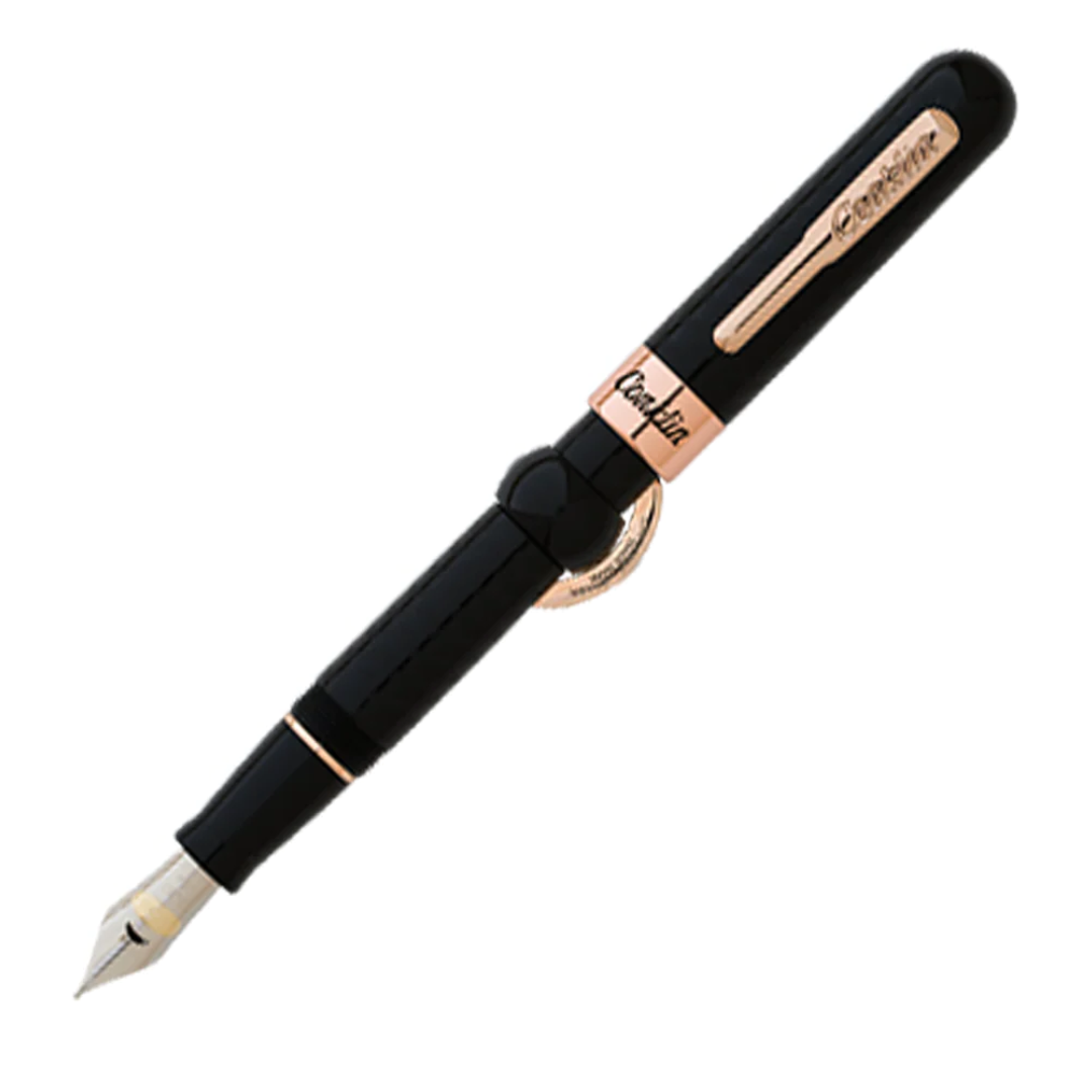 Conklin Mark Twain Crescent Black Chased-Rose Gold Plated Trim - Fountain Pen