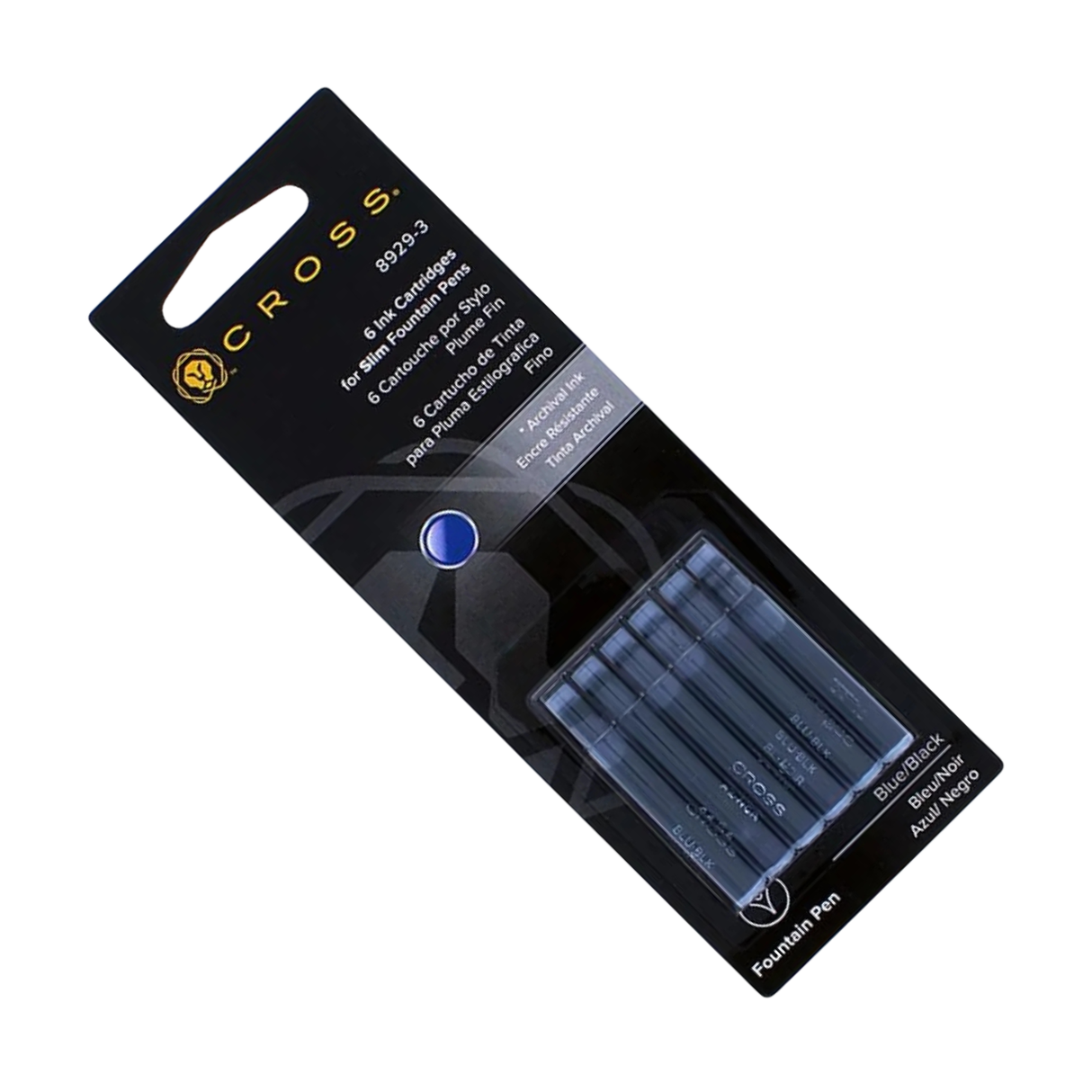 Cross Ink Cartridges in Spire Slim Blue/Black (Pack of 6)