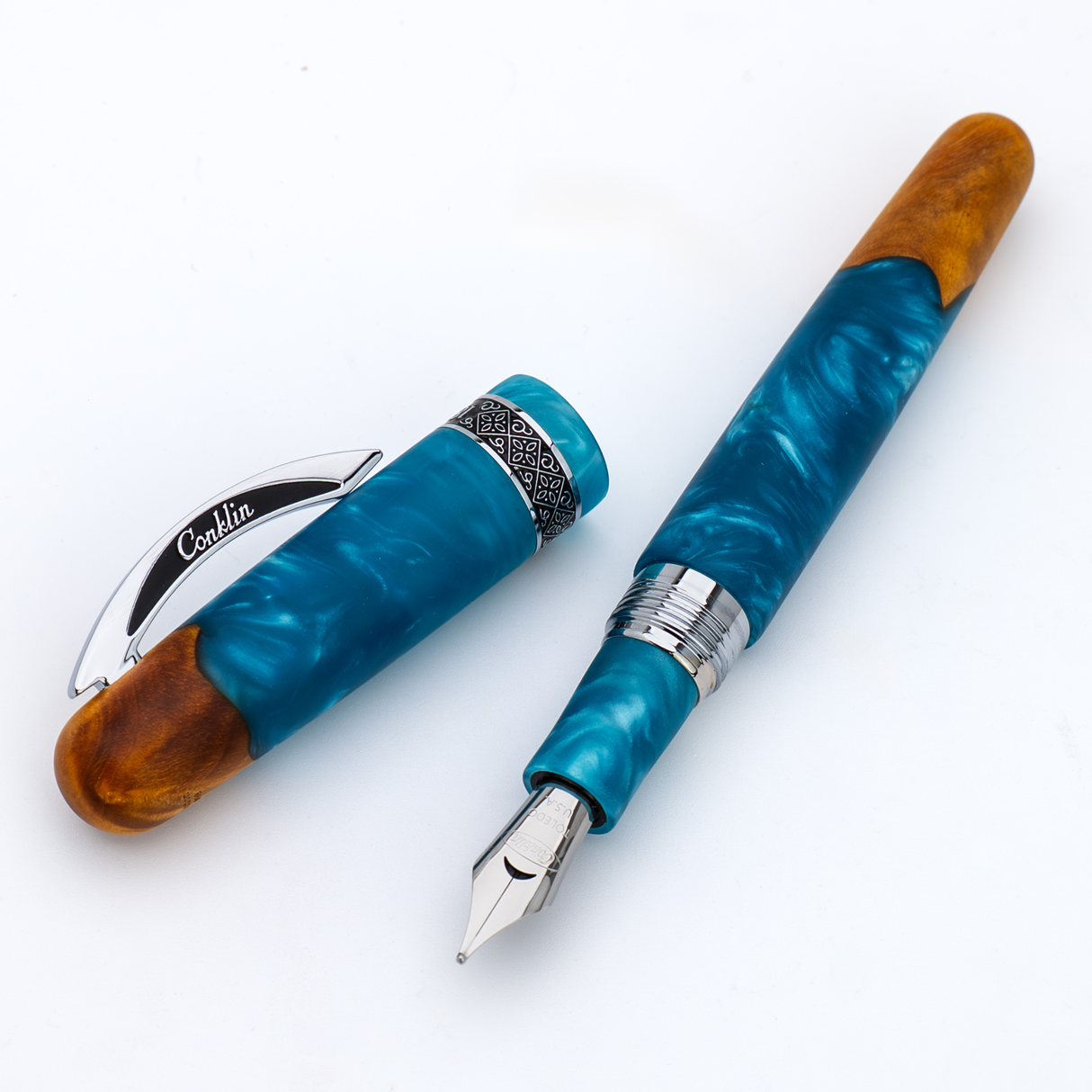 Conklin 1898 Spectra Fusion BLUE CHROME TRIM Fountain Pen Collection