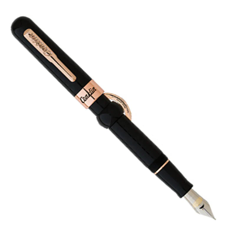 Conklin Mark Twain Crescent Black Chased-Rose Gold Plated Trim - Fountain Pen