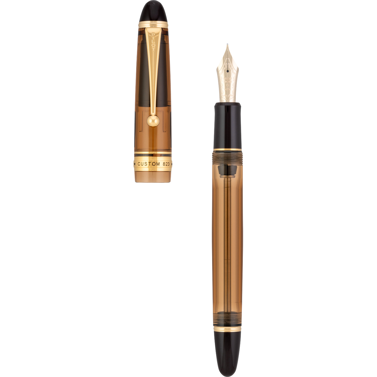 Pilot & Namiki Custom 823 Amber Fountain Pen - Uncapped