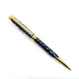 Elysee Trajan Blue Lacquered/Gold Plated Inlaid Filigree Ballpoint Pen