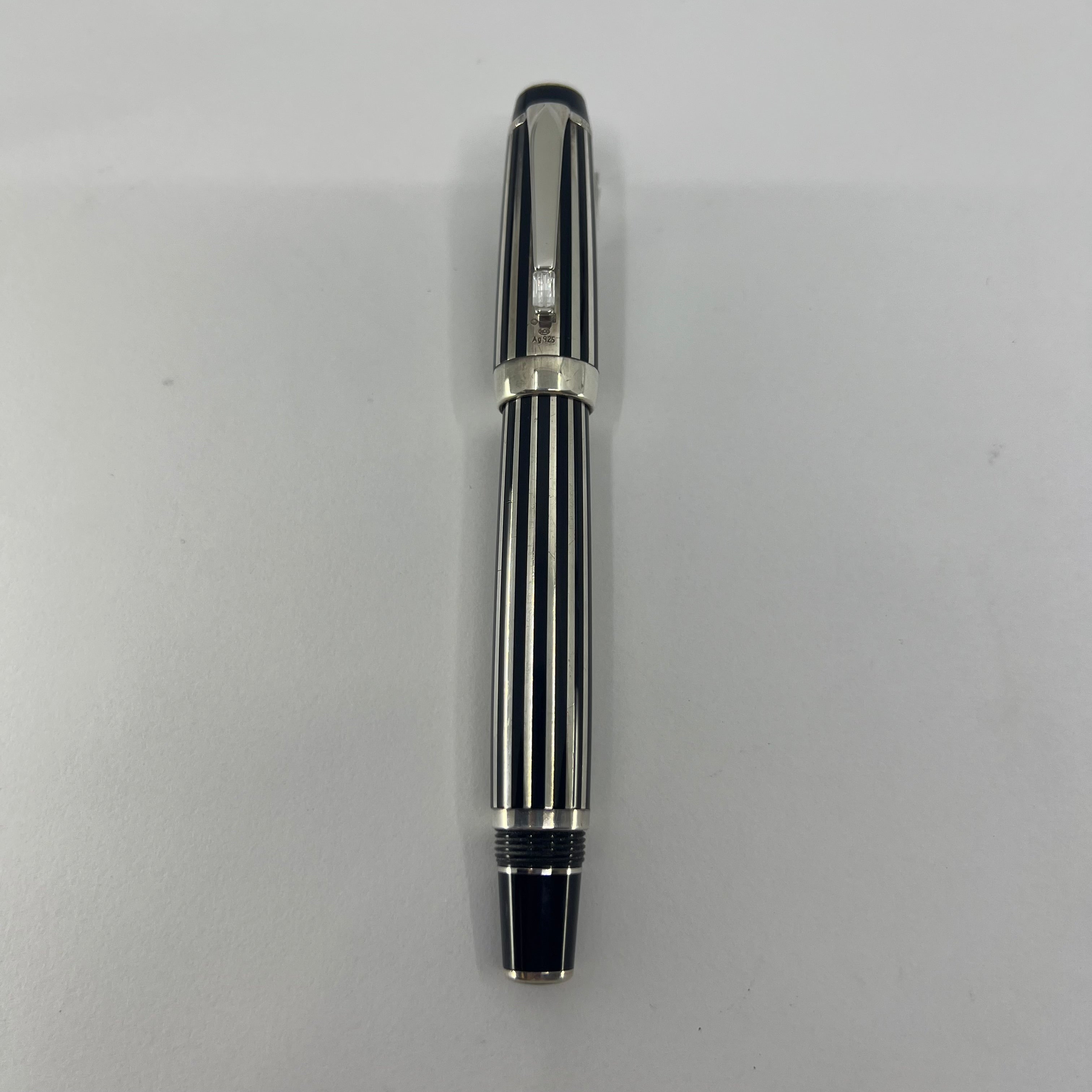 筆記具 MONTBLANC BOHEME STERLING SILVER STRIPE Montblanc Crystal Boheme Fountain Pen - Sterling Silver