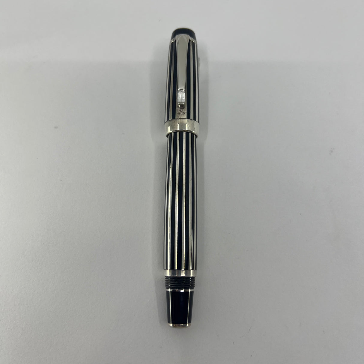 Montblanc Crystal Boheme Rollerball - Sterling Silver Stripes over Black Resin Body