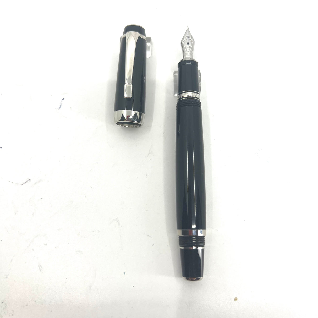 Montblanc Black Resin Larger Size Boheme Fixed Nib (Non- Retractable- No Stone in Clip) Fountain Pen