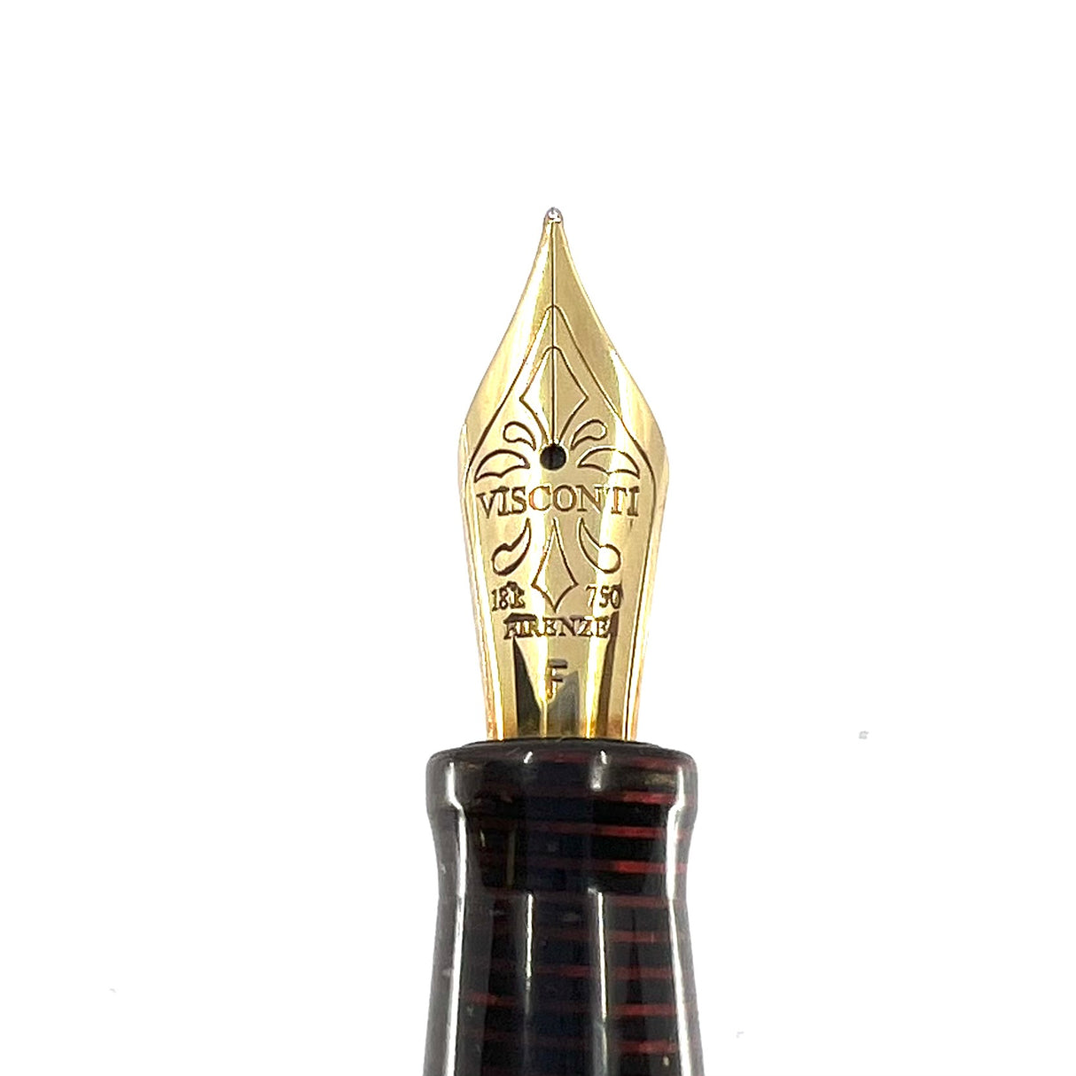 Visconti Manhattan Ruby Red Celluloid Fountain Pen - Circa 1996 - Fine 18kt Gold Nib