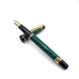 Waterman Phileas First Generation Green Marble Fountain Pen - Broad Gilt Steel Nib