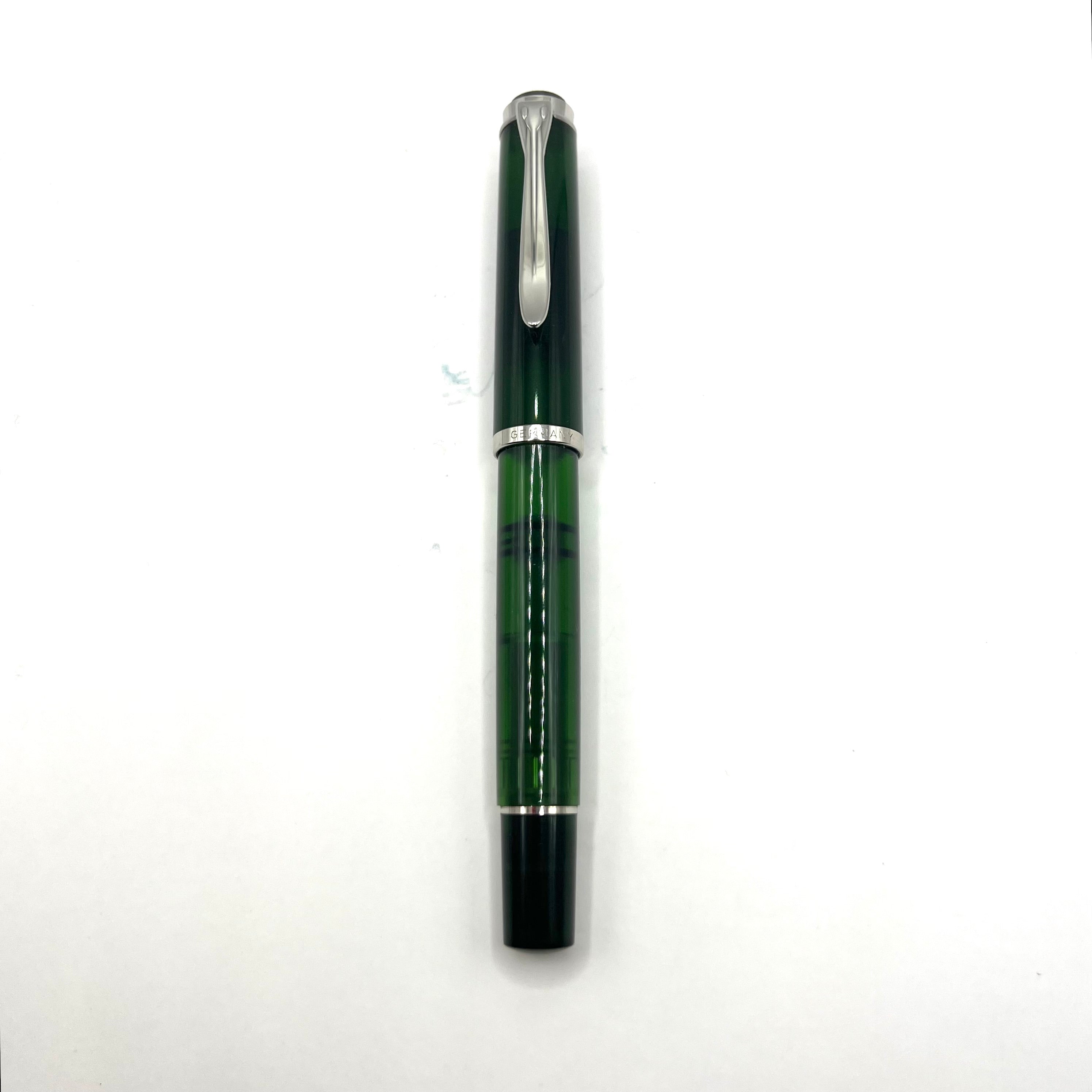 Pelikan Classic M205 Olivine Transparent Fountain Pen + Bottle of