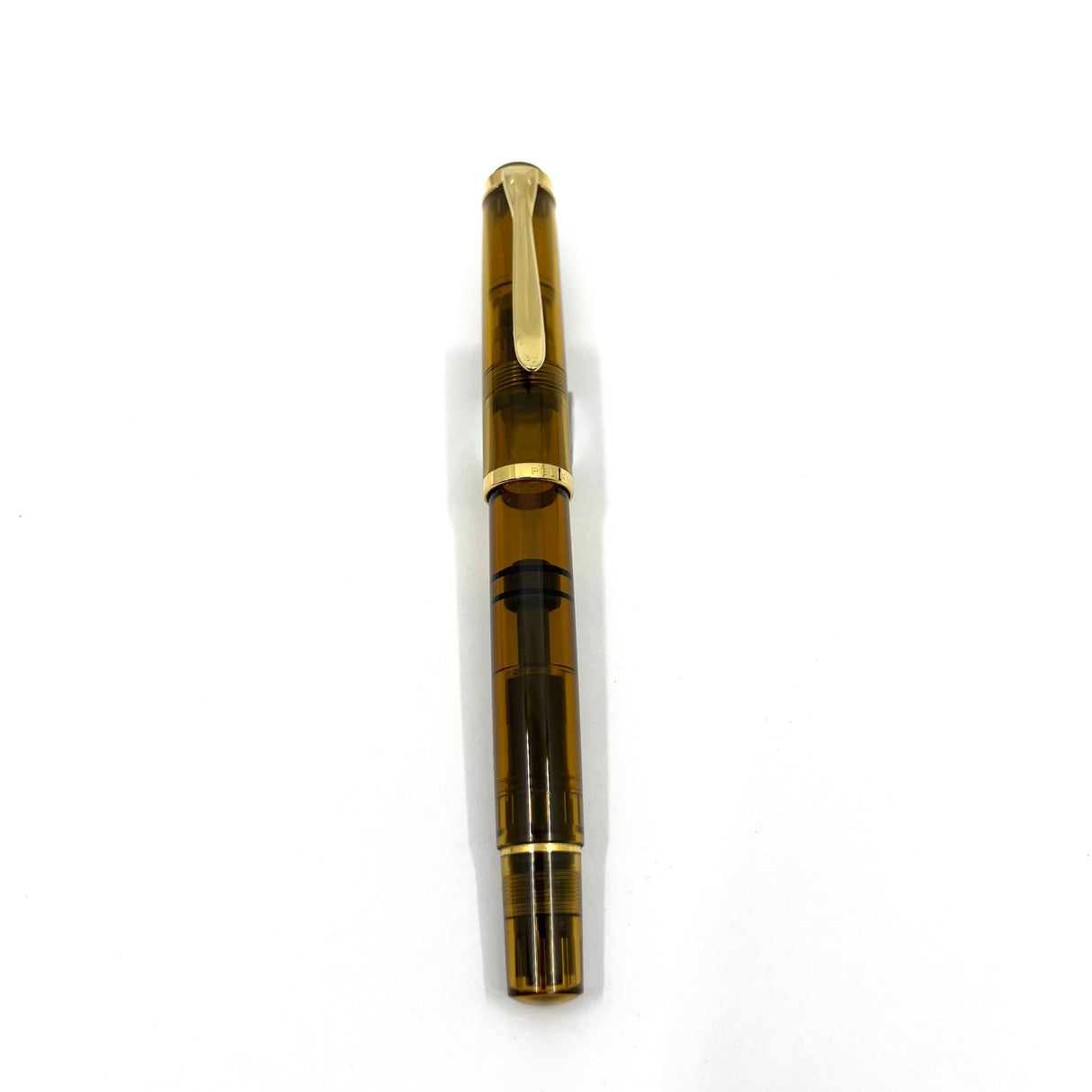 Pelikan M200 Amber Transparent Fountain Pen - Broad Gold-Plated Nib