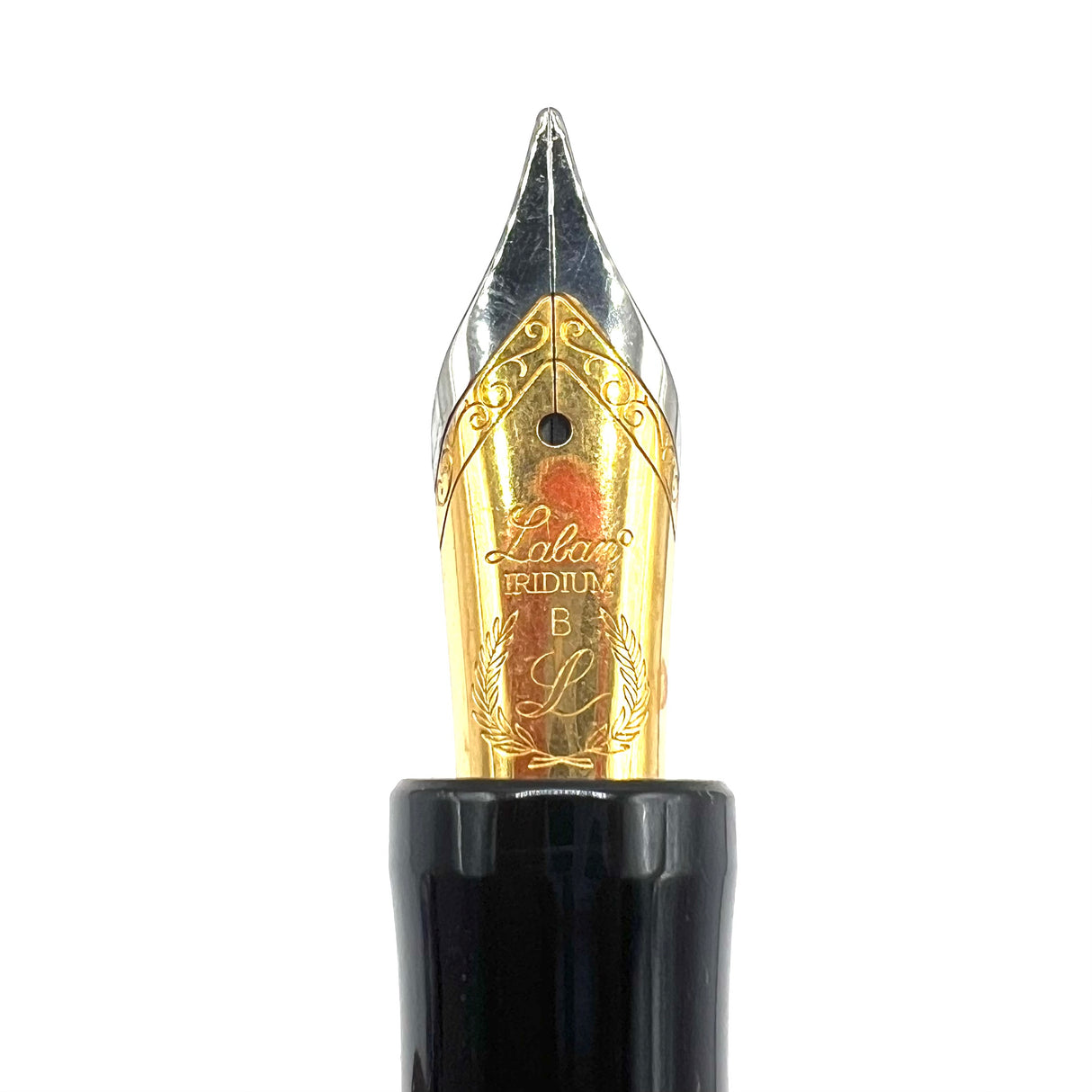 Laban Sterling Silver Filigree over Lustrous Blue Marble Resin Fountain Pen - Broad Gold-Plated & Steel Nib