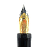 Laban Sterling Silver Filigree over Lustrous Blue Marble Resin Fountain Pen - Broad Gold-Plated & Steel Nib