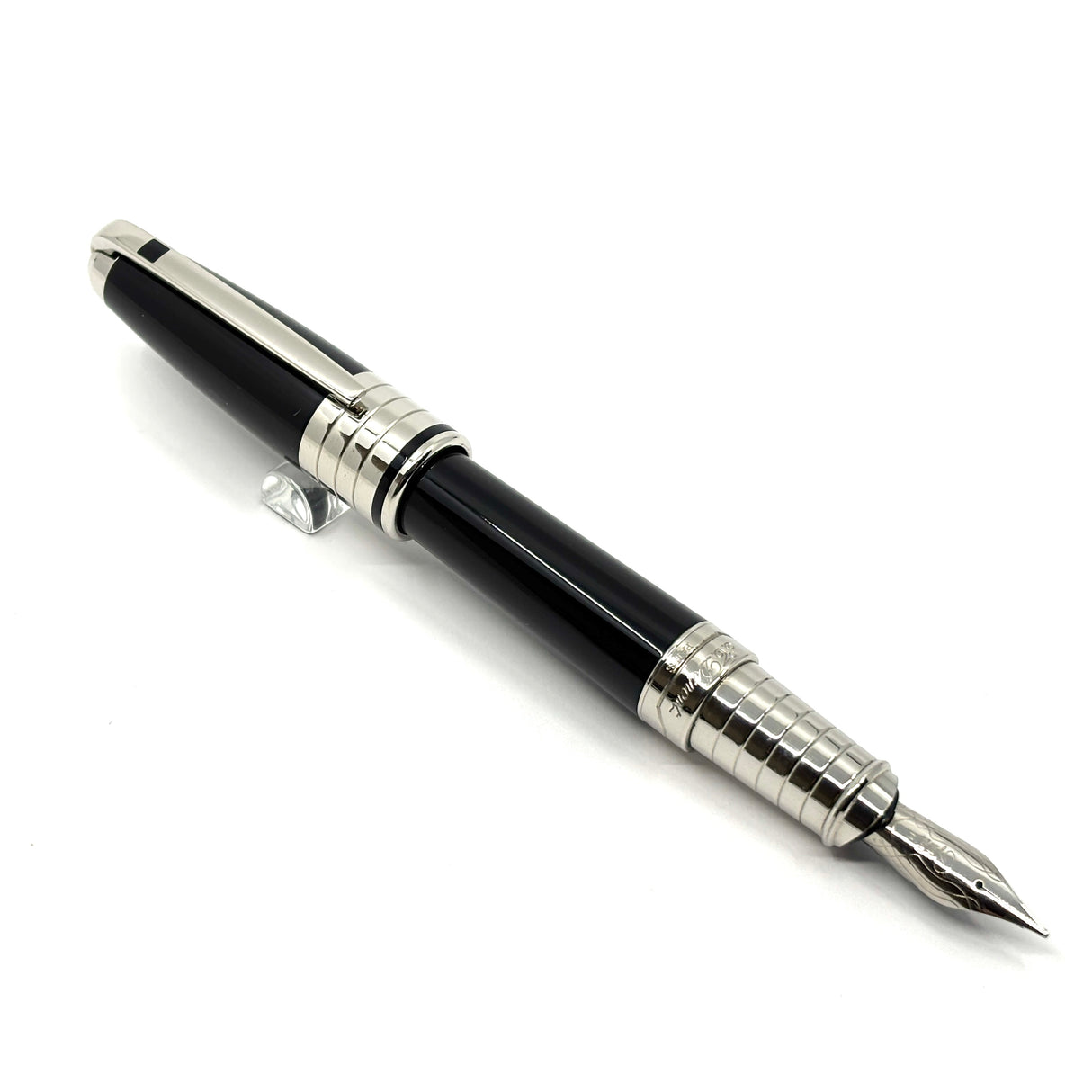 Dupont Orpheo Largest Size Fountain Pen - Black Chinese Lacquer/Palladium Plated Deco Trim