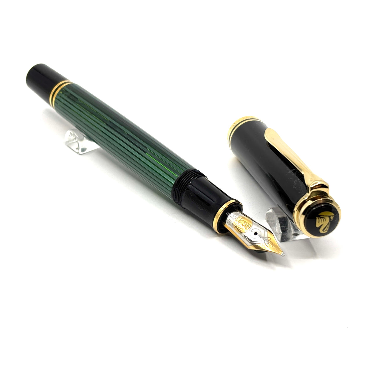 Pelikan M800 Souveran Black & Green Striped Fountain  Pen