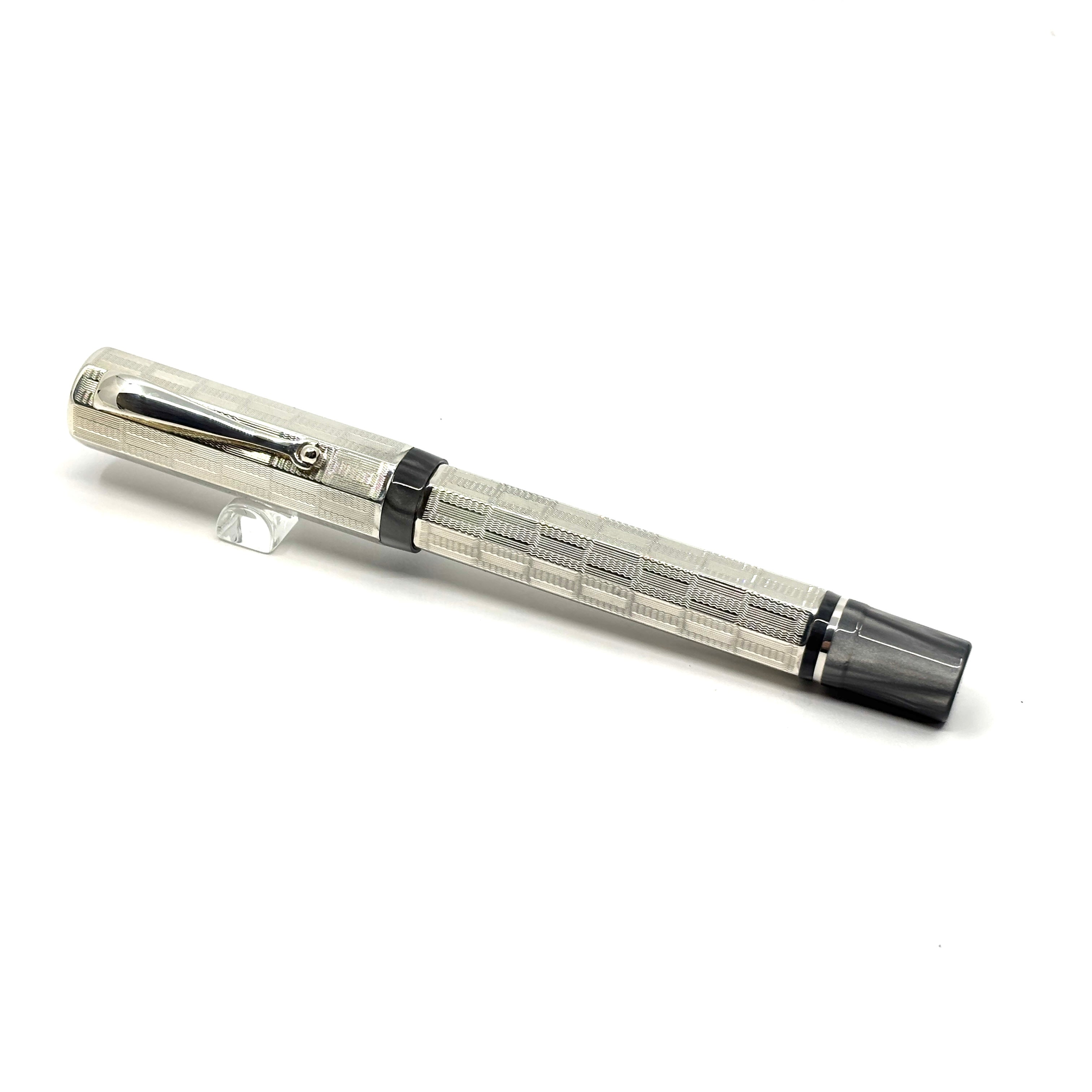 Montegrappa Privilege Deco Large Sterling Silver 8-Sided Fountain