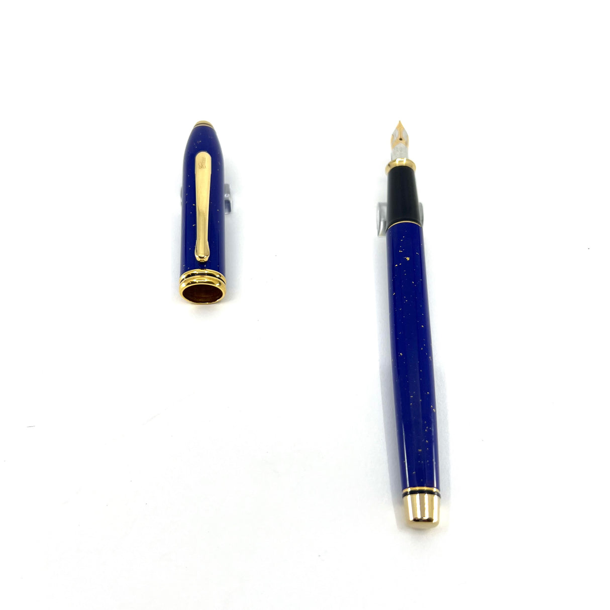 Cross Townsend Blue Lapis Lazuli/ 22K Gold Dust  Fountain Pen - Circa 1998 - Fine 18kt Gold Nib