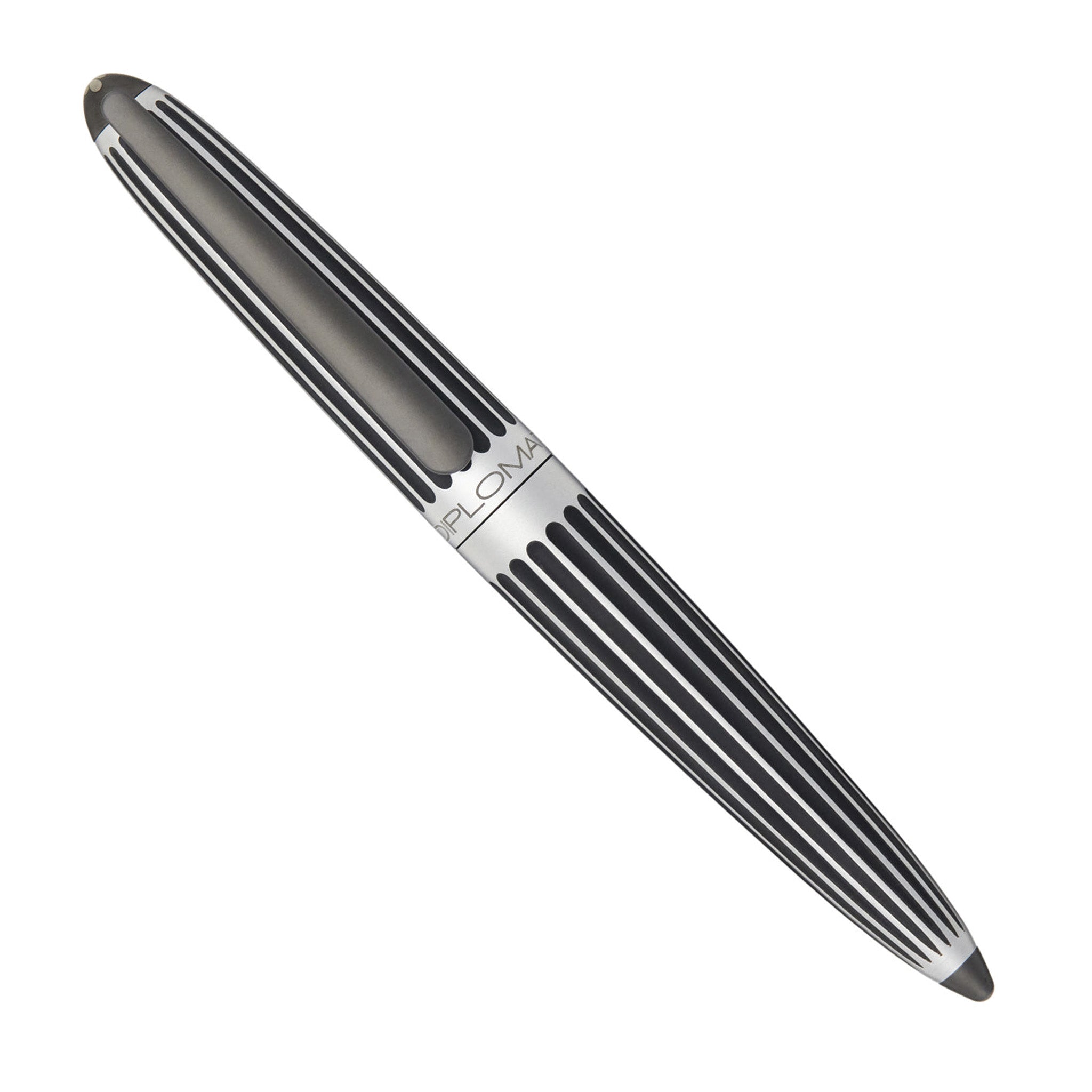 Diplomat Aero Stripes Black Füllhalter Set – Mit Tinte, Konverter & Holz-Stifteablage, Feder M