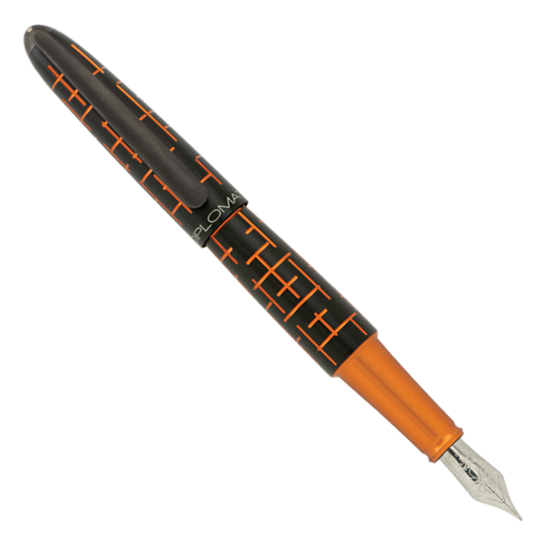 Diplomat Elox Matrix Black/Orange Steel Nib- Fountain Pen