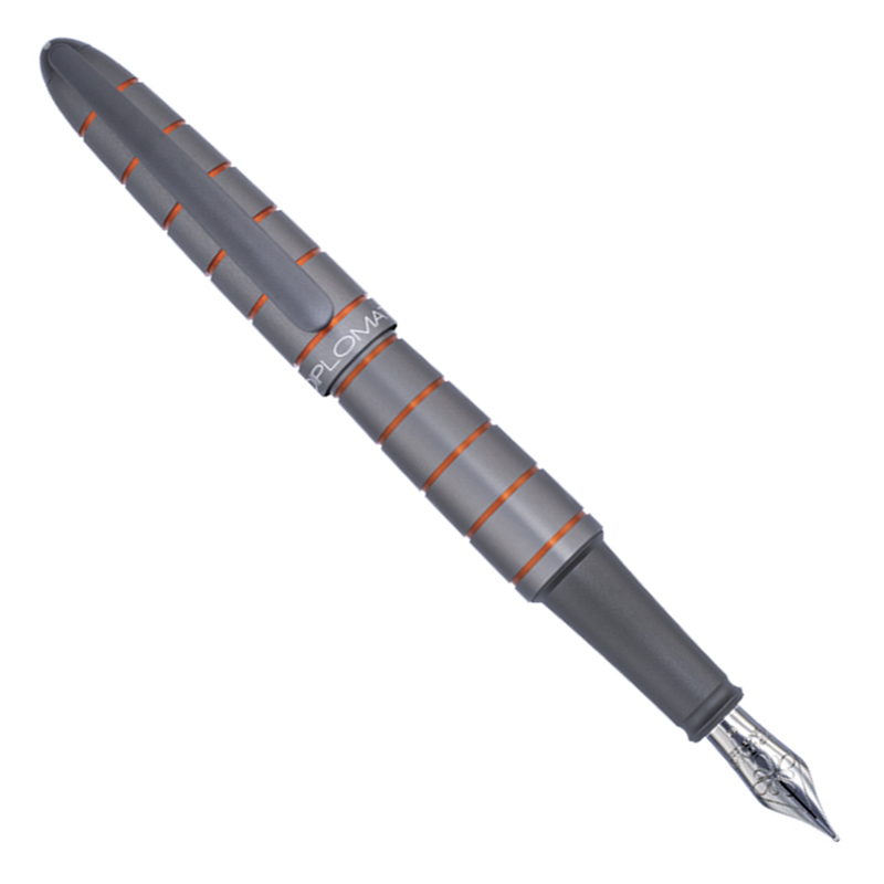 Diplomat Elox Ring Grey/Orange Steel Nib- Fountain Pen