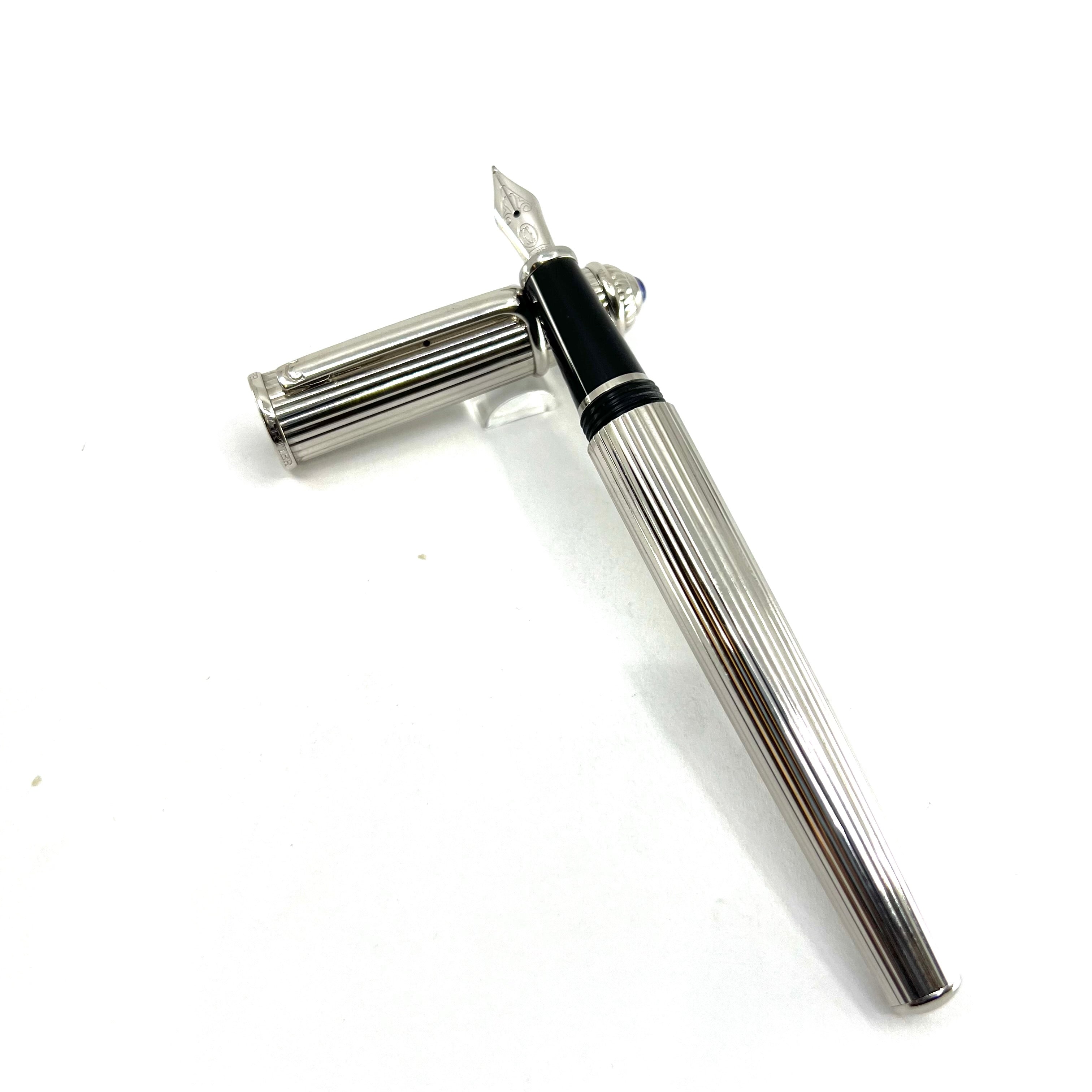 Cartier Diabolo Platinum Plated Fountain Pen - Medium 18kt Gold