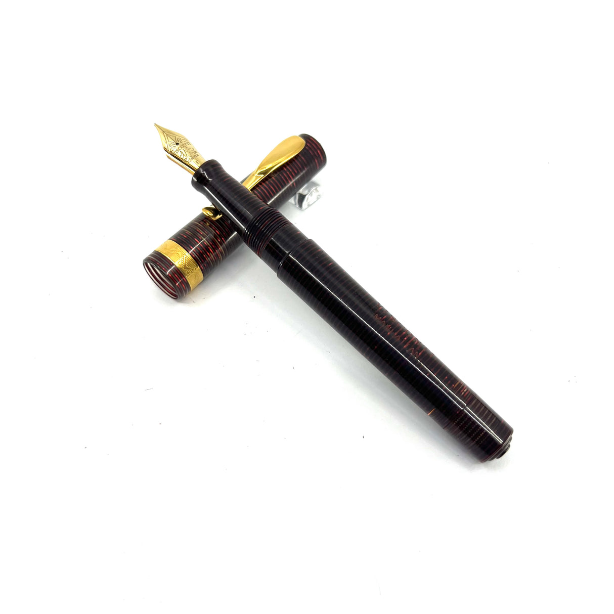 Visconti Manhattan Ruby Red Celluloid Fountain Pen - Circa 1996 - Fine 18kt Gold Nib