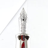 Pelikan M625 Sterling Silver Cap/Dark Red Transparent Barrel Fountain Pen