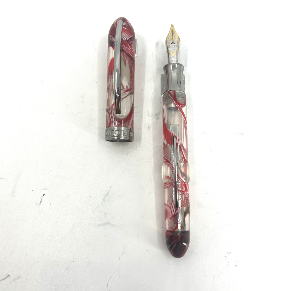 Visconti Millennium One Red Streaked Transparent Limited Edition  Fountain Pen