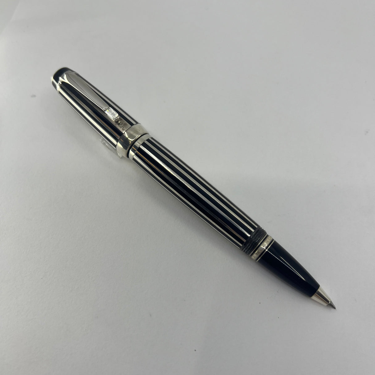 Montblanc Crystal Boheme Rollerball - Sterling Silver Stripes over Black Resin Body
