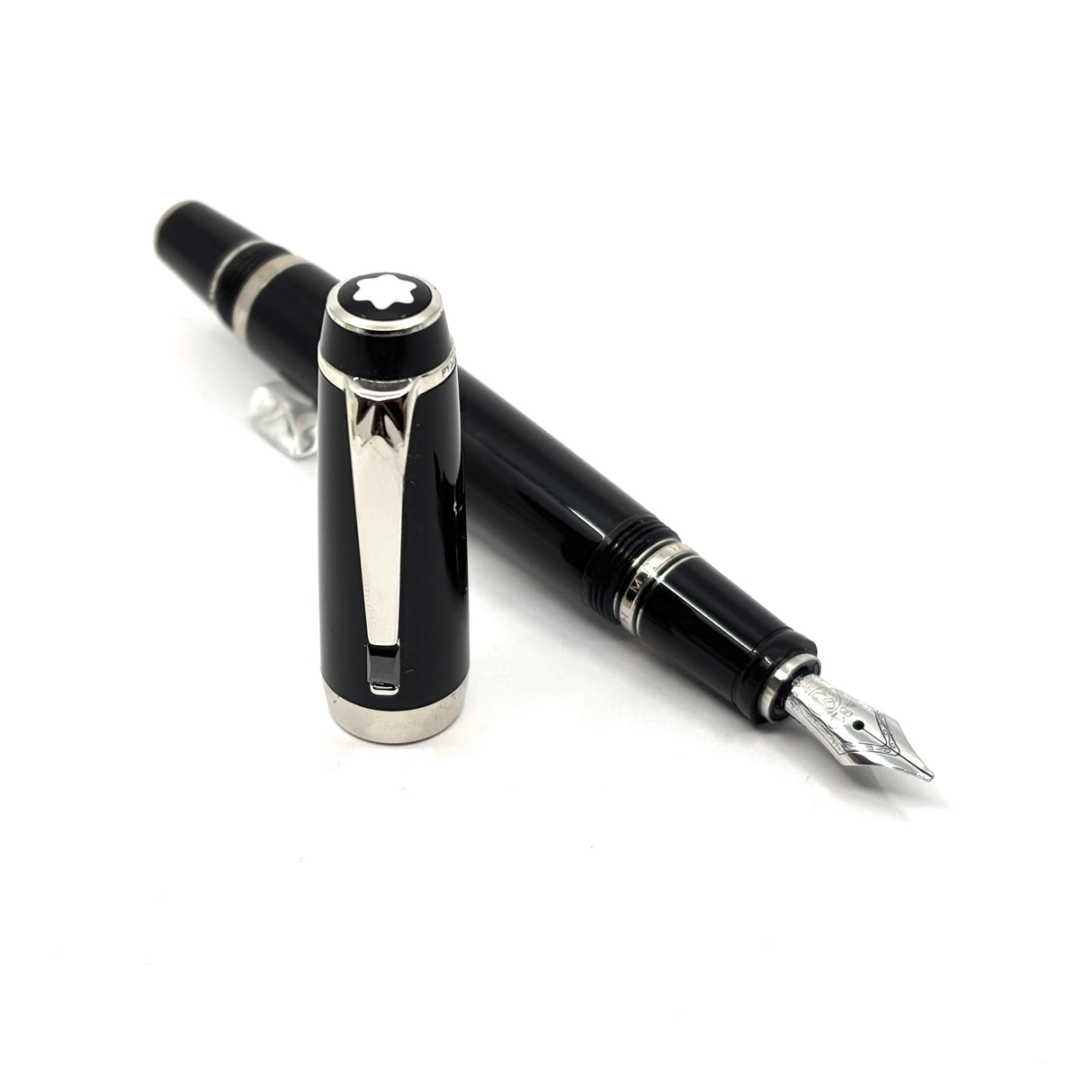 Montblanc Black Resin Larger Size Boheme Fixed Nib (Non- Retractable- No Stone in Clip) Fountain Pen