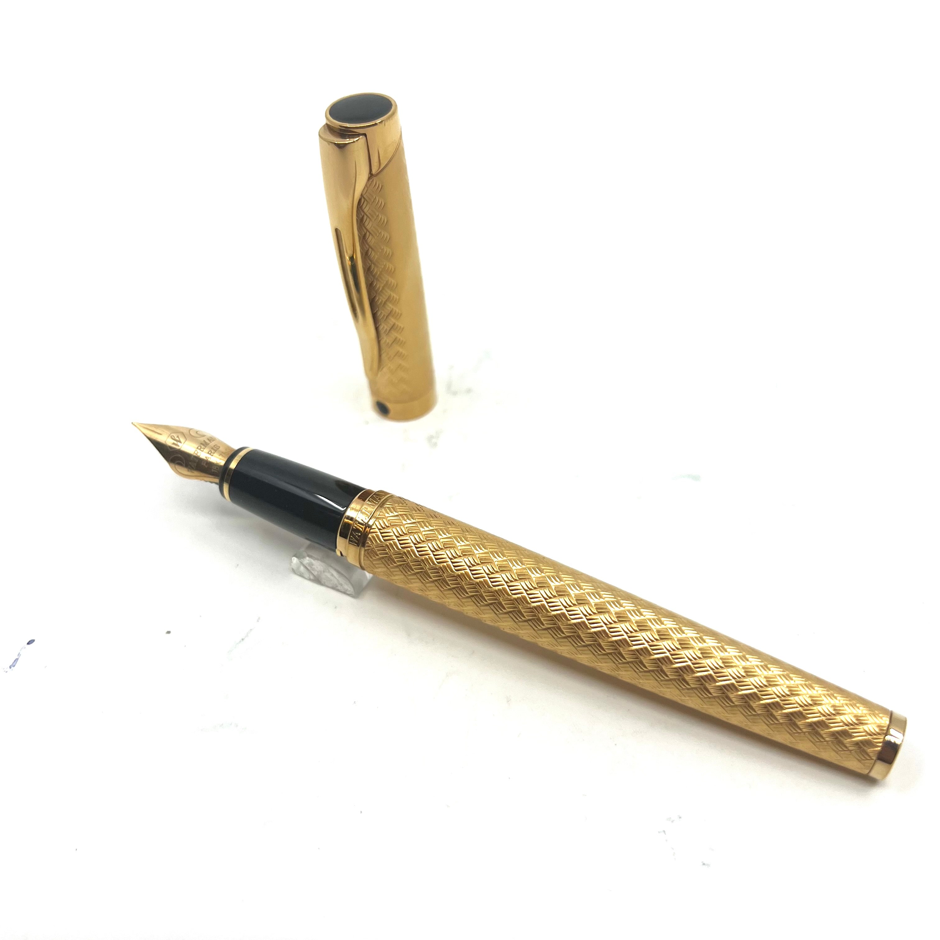 Waterman L'Etalon Matte Gold Plated Basket Weave Design Fountain