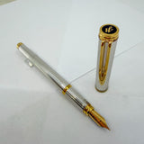 Waterman Gentleman Sterling Silver Ribbed Pattern Fountain Pen - Fine 18kt Gold Nib