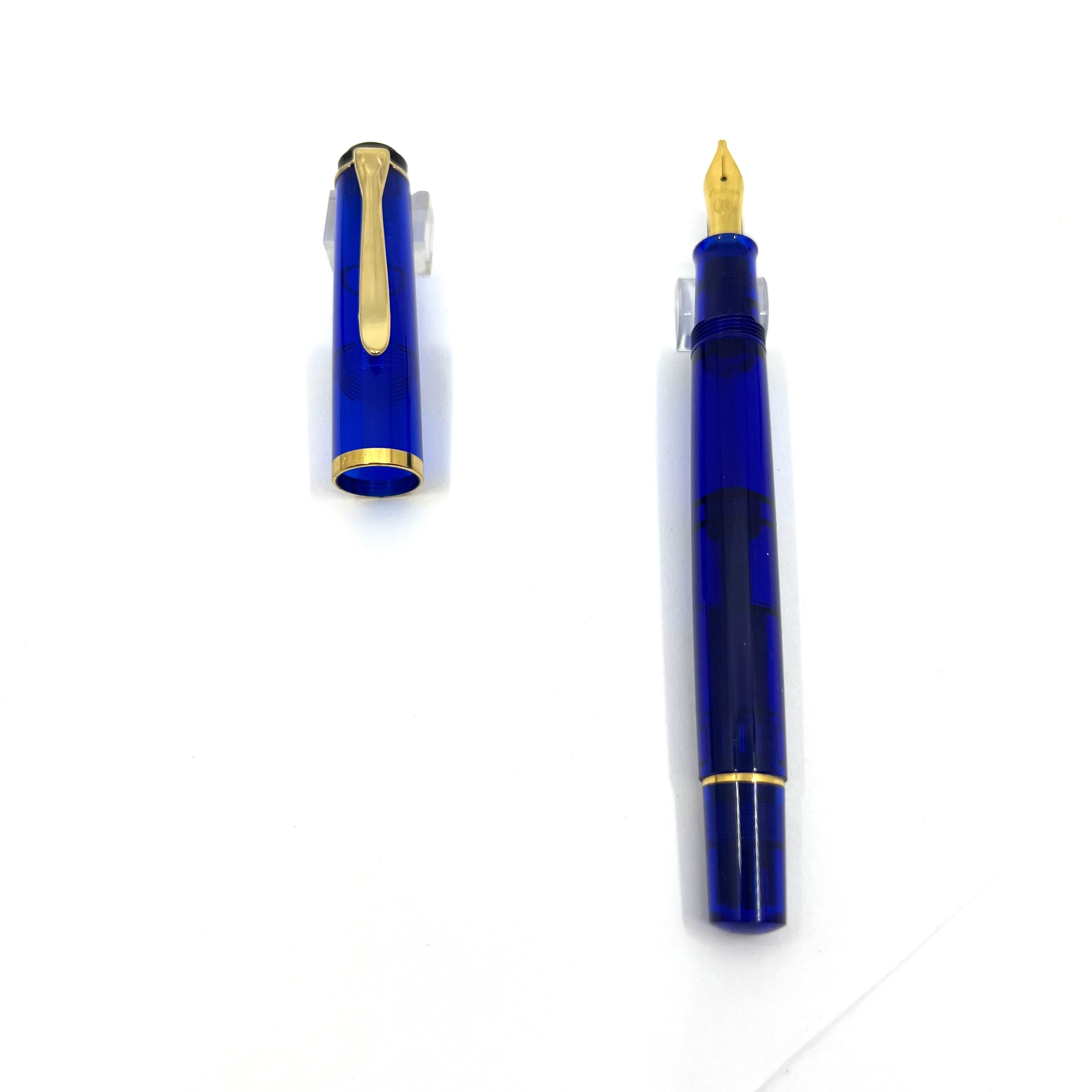 Pelikan M200 Cobalt Blue Transparent Fountain Pen - Italic Broad