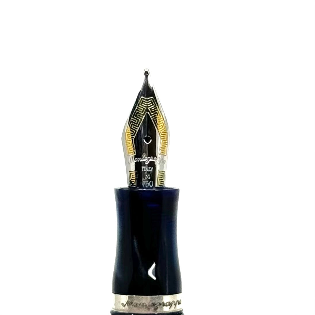 Montegrappa Privilege 8-Sided Sterling Silver Mid-Size Fountain Pen-Medium 18kt Gold Nib
