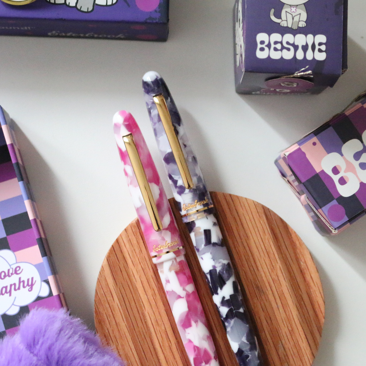 Esterbrook Estie Bestie Fountain Pen Bubble Gum Pink & Sugar Plum Purple Collection