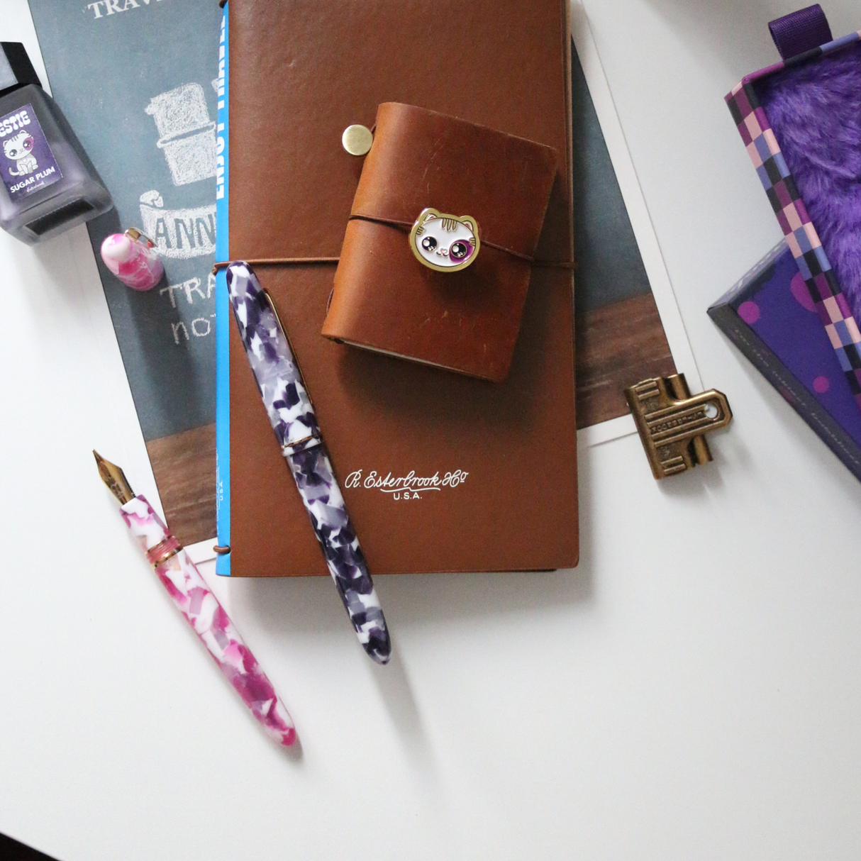 Esterbrook Estie Bestie Fountain Pen Bubble Gum Pink & Sugar Plum Purple Collection