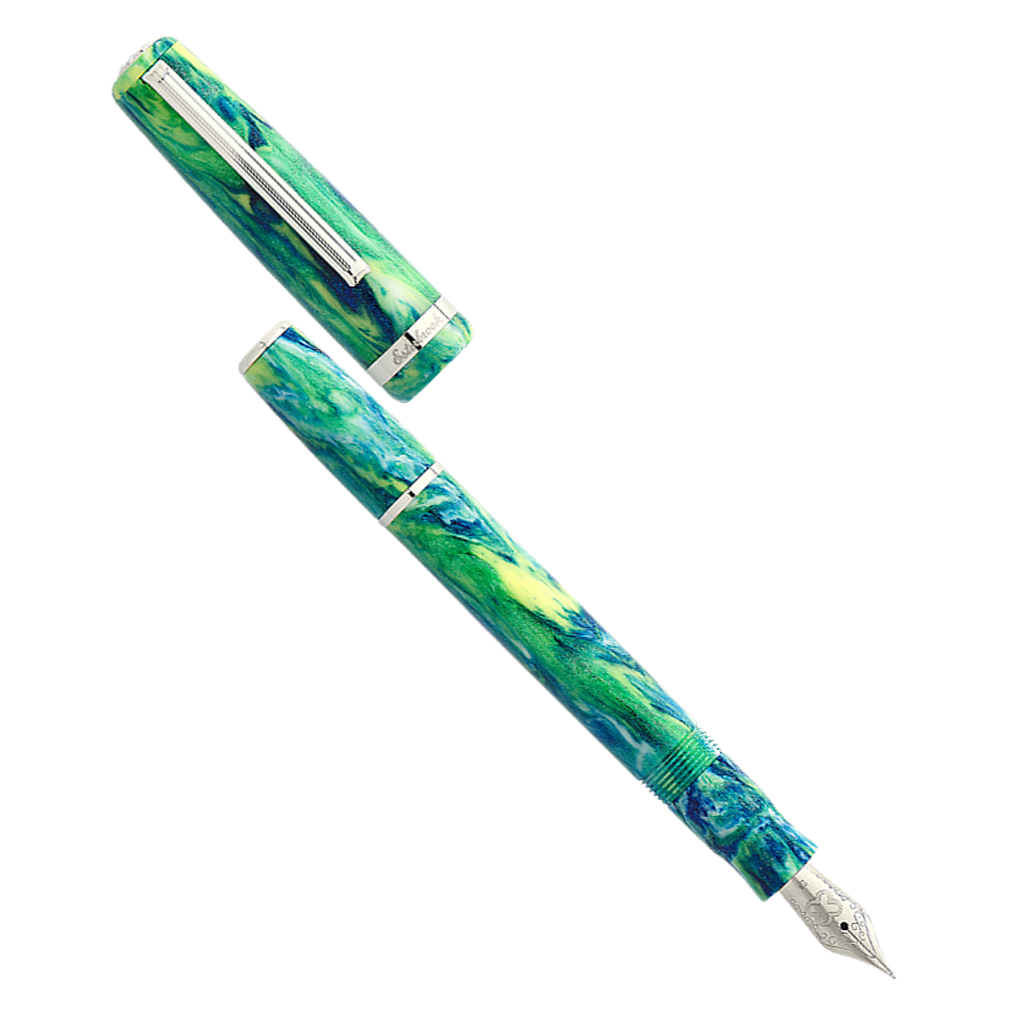 Esterbrook JR Beleza Blue & Green Sparkle with Palladium Trim - Fountain Pen