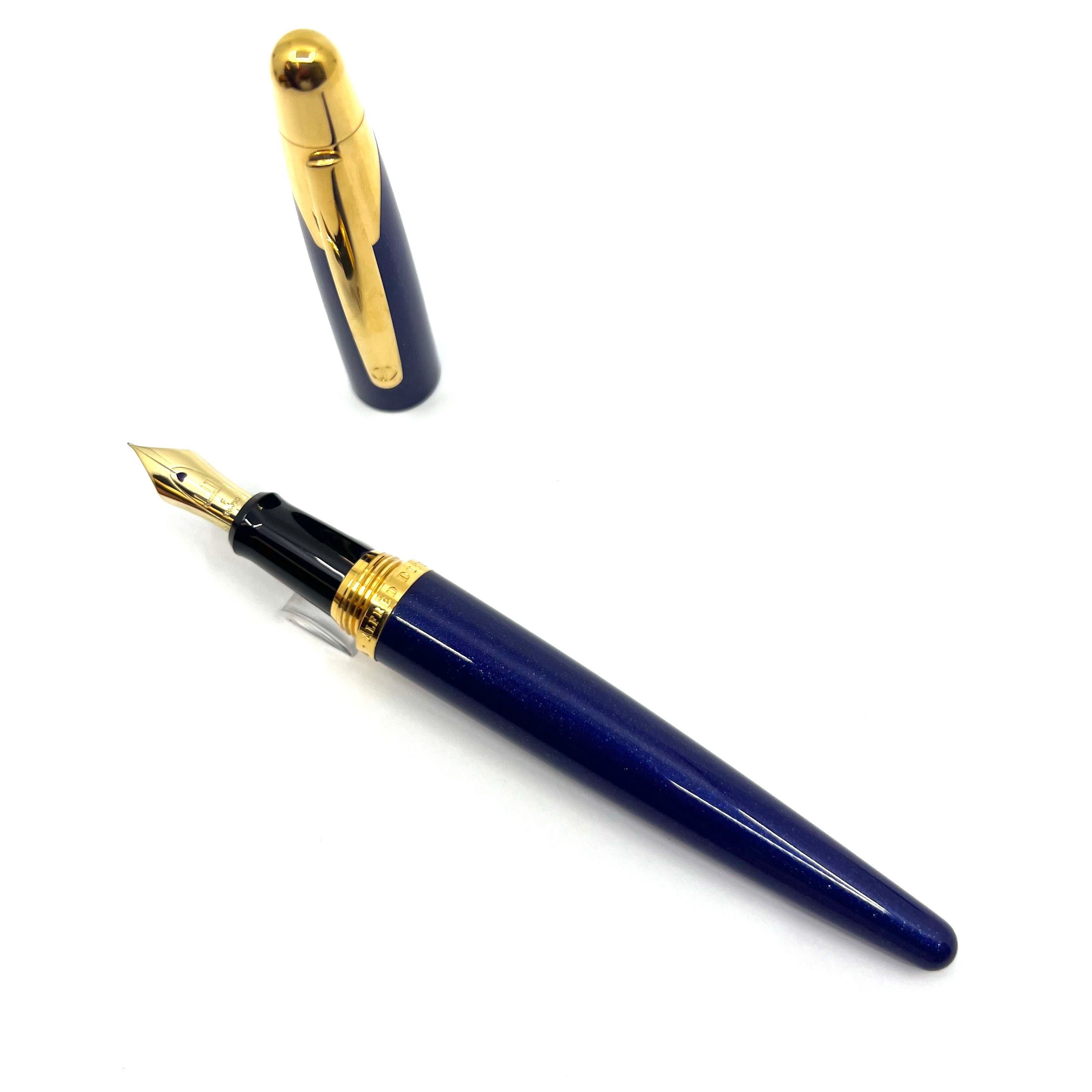 Dunhill AD2000 Cobalt Blue Galaxy Fountain Pen - Fine 18kt Gold