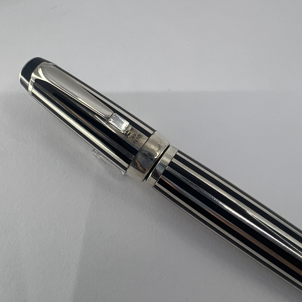 Montblanc Crystal Boheme Rollerball - Sterling Silver Stripes over Black Resin Body