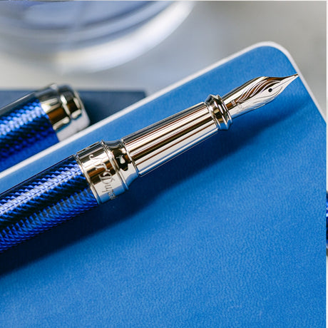 S.T. Dupont Eternity XL Blue Lacquer Over Guilloche - Fountain Pen