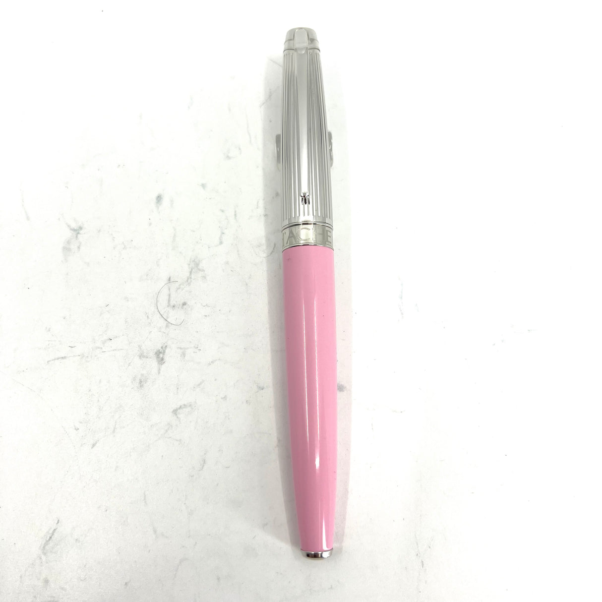 Caran D'ache LeMan Bi-Coleur Fountain Pen - Rhodium Plated Fluted Cap/Pink Lacquered Barrel