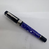 Delta #365 Lustrous Variegated Purple Marbled  Barrel/Black Cap Fountain Pen - Medium 18kt Gold Nib