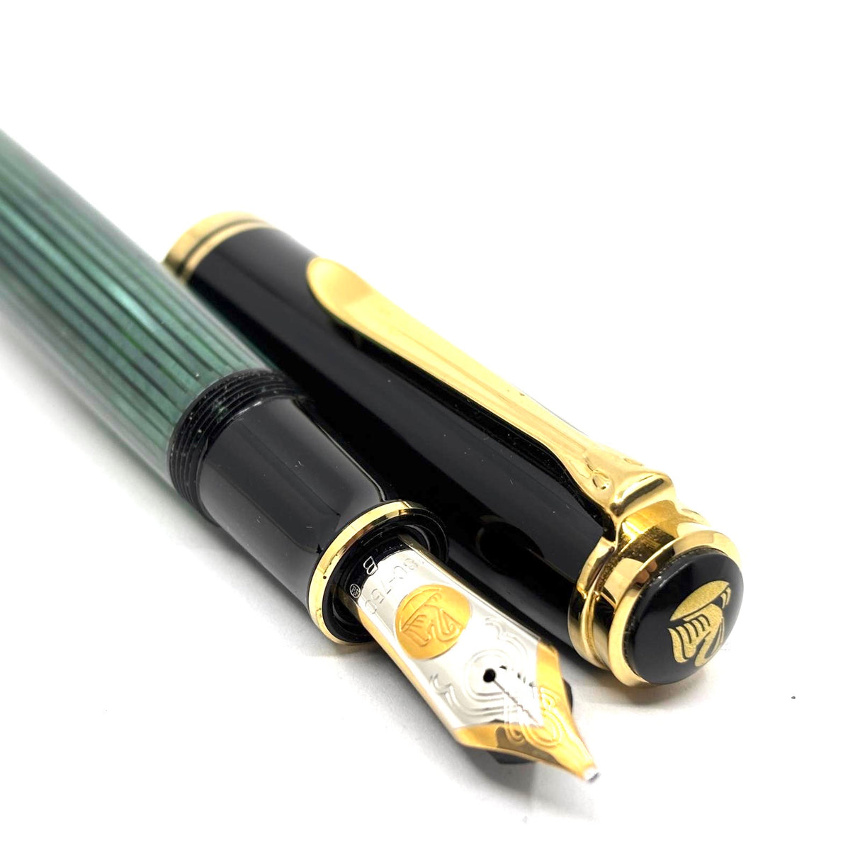 Pelikan Souveran M1000 Green Striped Barrel/Black Cap Fountain Pen