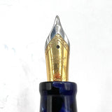 Laban Oversized Blue Marble Fountain Pen - Broad Gold-Plated & Steel Nib