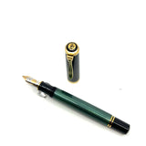 Pelikan Souveran M800 Green Striped Italic Broad Fountain Pen