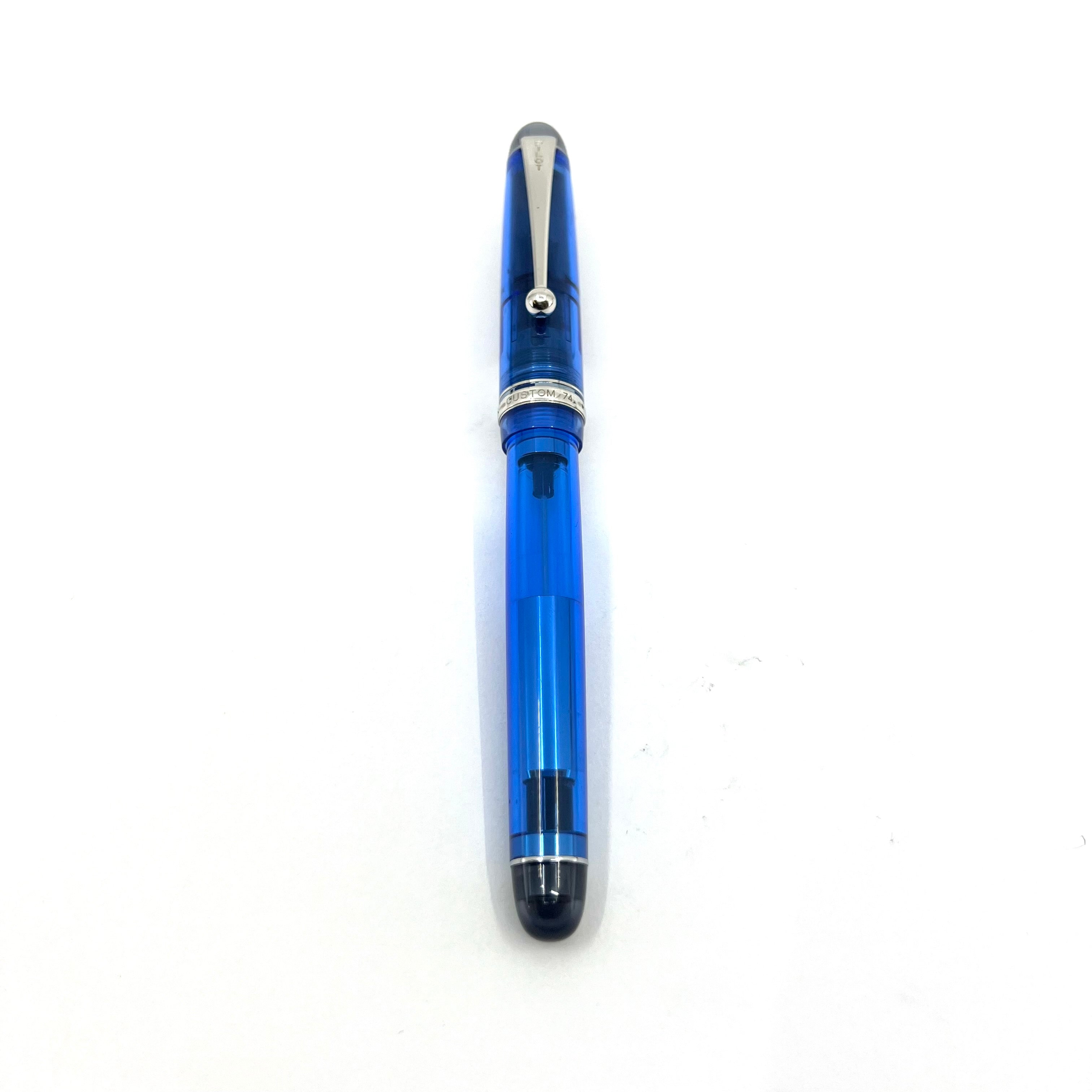 Pilot Custom 74 Blue Transparent Demonstrator Fountain Pen - Broad