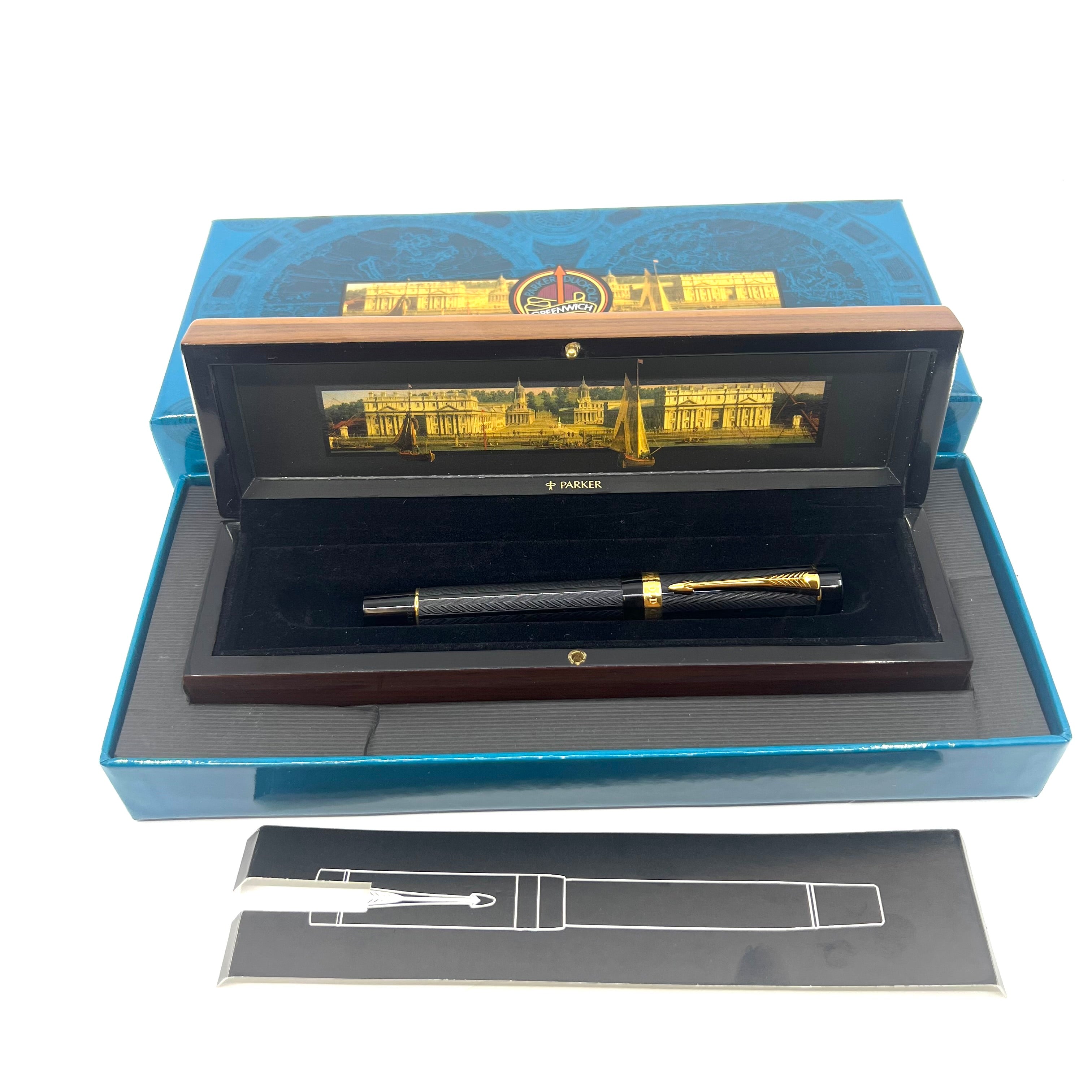 PARKER 万年筆 格子柄 ゴールドクリップ　元箱付 Parker Duofold Greenwich Special Edition Fountain Pen - Medium