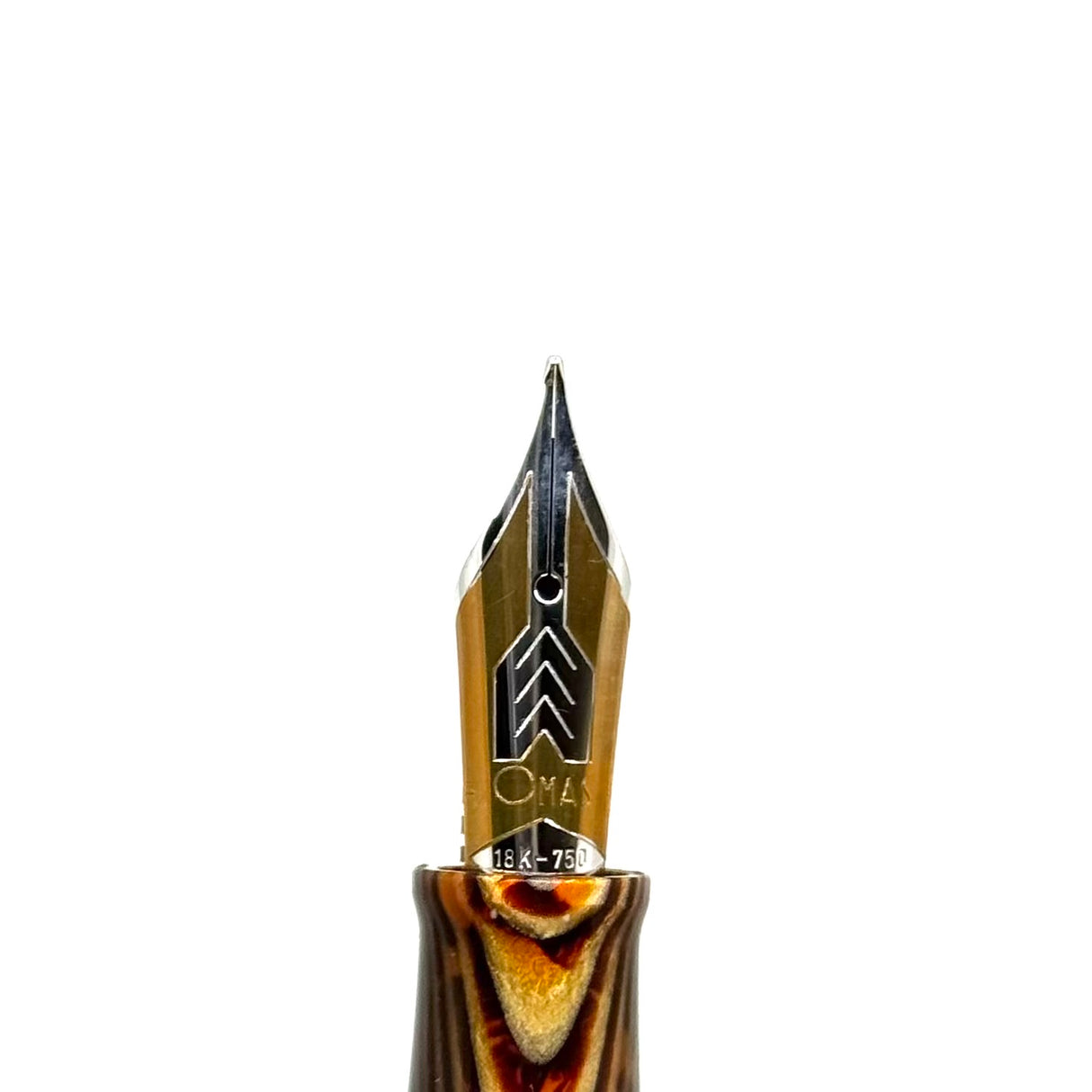 OMAS Original Style Facetted Paragon Extra Arco Bronze Celluloid Fountain Pen-Medium 18kt Gold Nib