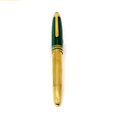 Montblanc Solitaire 146 Czar Nikolai LeGrand Fountain Pen - Striped Malachite Cap/Gold Vermeil Pinstriped Barrel & Cap Trim - Broad 18kt Gold Nib