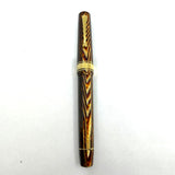 OMAS Paragon Extra/Original Body Style Facetted Arco Bronze Celluloid Fountain Pen in EXQUISITE ULTRA RARE  SPINA/FISHBONE PATTERN - Fine 18kt Gold Nib - Factory Dated 1992 on Grip Section
