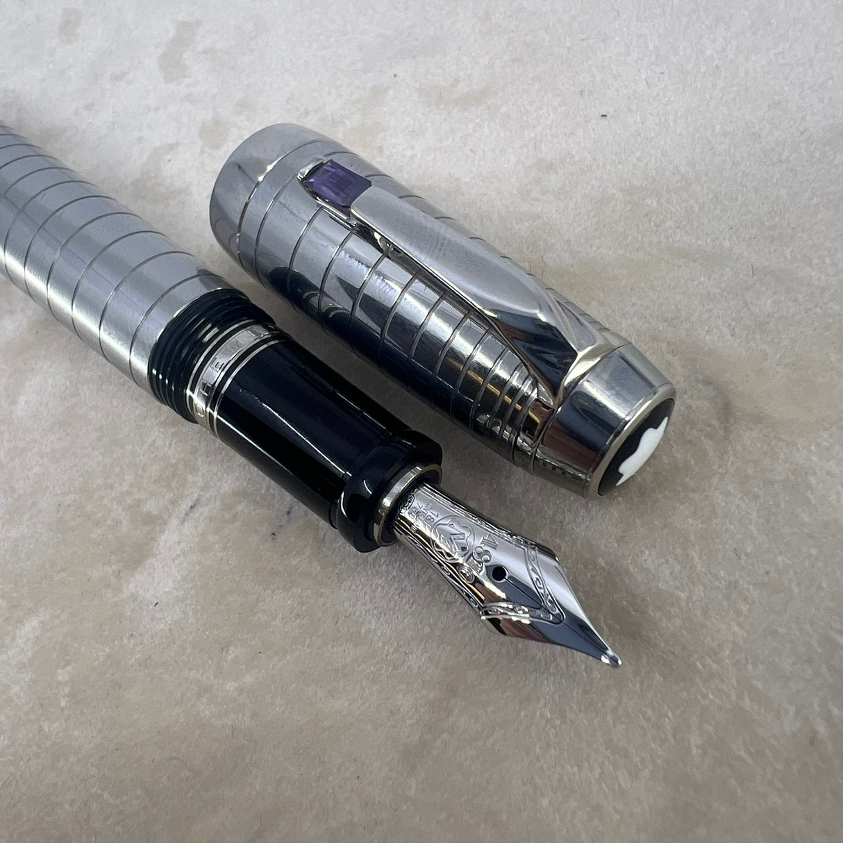 Montblanc Boheme Steel Noir Fountain Pen   -  Medium 18kt Gold Nib