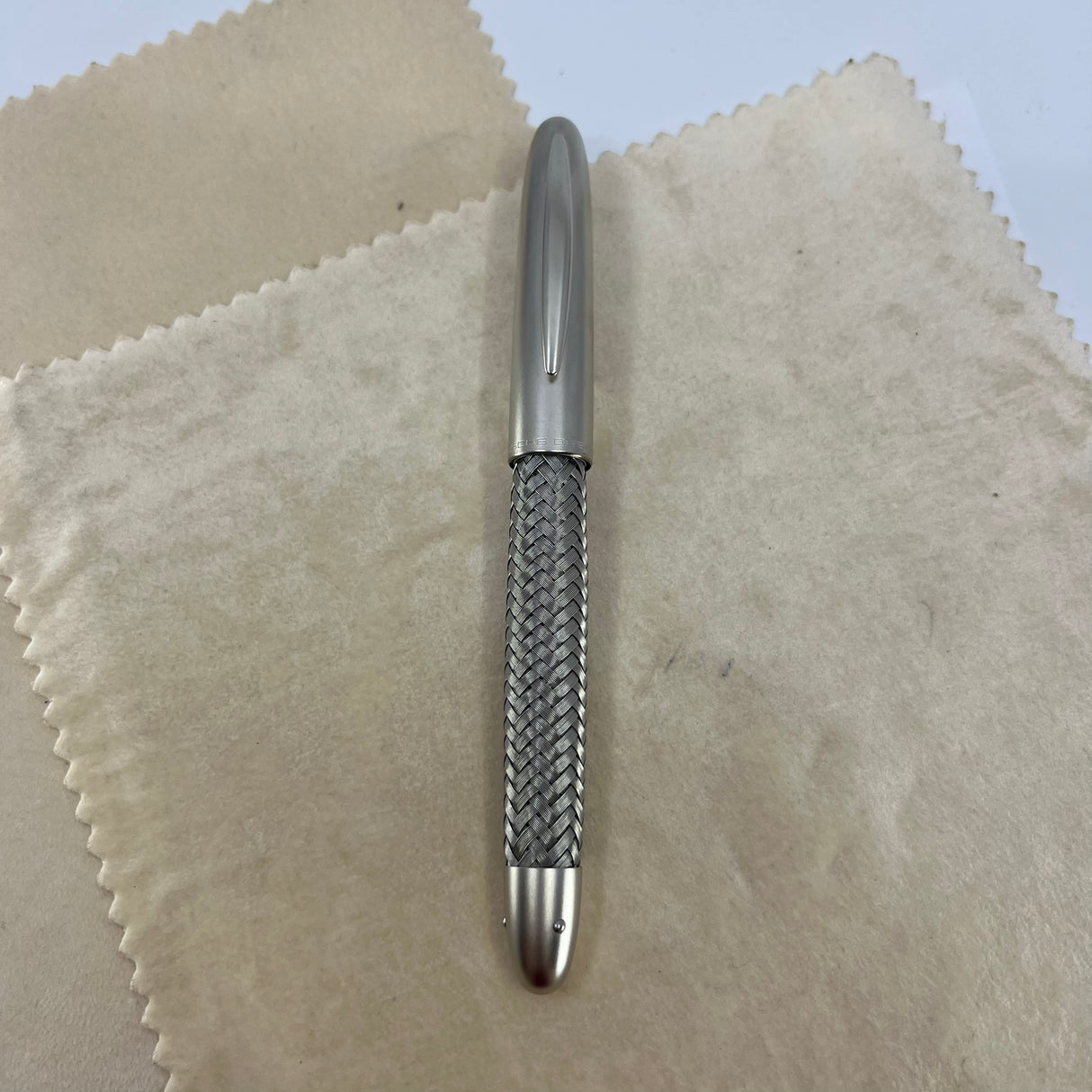 Porsche Design Tec Flex Woven Stainless Steel Barrel Fountain Pen  - Fine 18 Kt Gold Nib